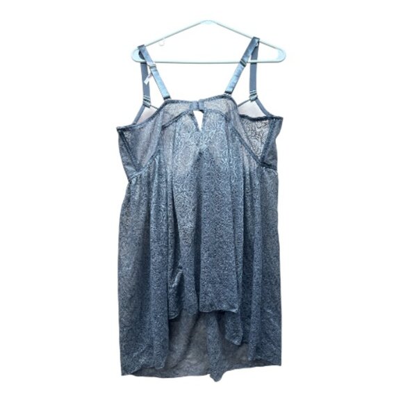 Daisy Fuentes Lace Push Up Babydoll 2X Gray Floral Sheer Plus Size Lingerie - Picture 2 of 8